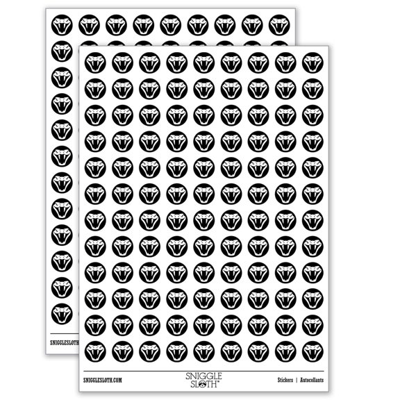 Intimidating Viper Snake Head Rattlesnake Hands 200+ Round Stickers - Gloss Finish - 0.50" Size - Black