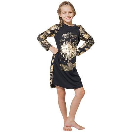 Intimo Big Girls' Harry Potter Marauders Map Raglan Nightgown