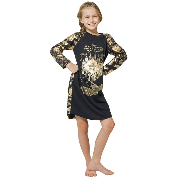 Intimo Big Girls' Harry Potter Marauders Map Raglan Nightgown
