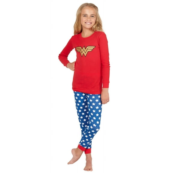 Intimo Girls' Wonder Woman Glitter Logo Pajama Set