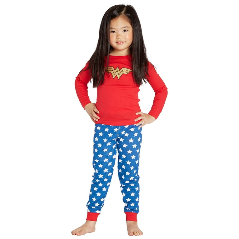 Intimo Girls Wonder Woman Glitter Logo Pajama Set Walmart