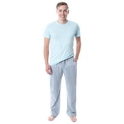 Intimo Men's 2 Piece Pajama Set Cotton/Poly Blend Jersey Knit Lounge Pants With Soft T-Shirt Top