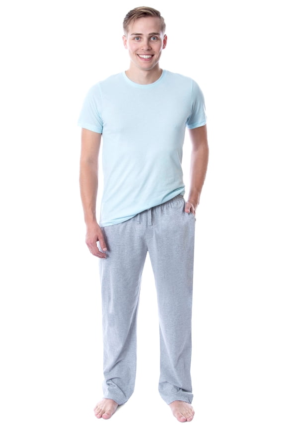 Intimo Men's 2 Piece Pajama Set Cotton/Poly Blend Jersey Knit Lounge Pants With Soft T-Shirt Top