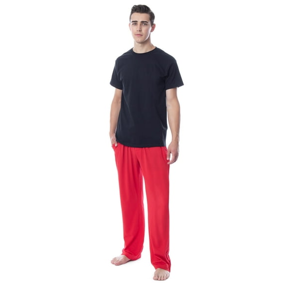 Intimo Men's 2 Piece Pajama Set Cotton/Poly Blend Jersey Knit Lounge Pants With Soft T-Shirt Top