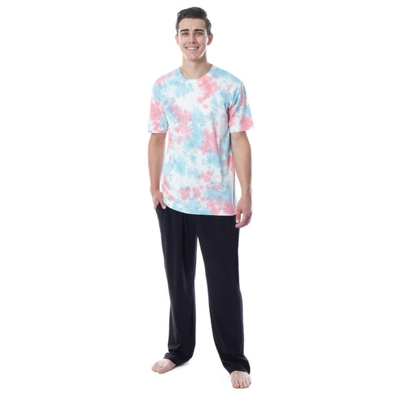Intimo Men's 2 Piece Pajama Set Cotton/Poly Blend Jersey Knit Lounge Pants With Soft T-Shirt Top