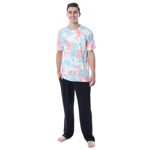 Intimo Men's 2 Piece Pajama Set Cotton/Poly Blend Jersey Knit Lounge Pants With Soft T-Shirt Top