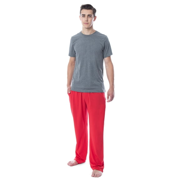 Intimo Men's 2 Piece Pajama Set Cotton/Poly Blend Jersey Knit Lounge Pants With Soft T-Shirt Top