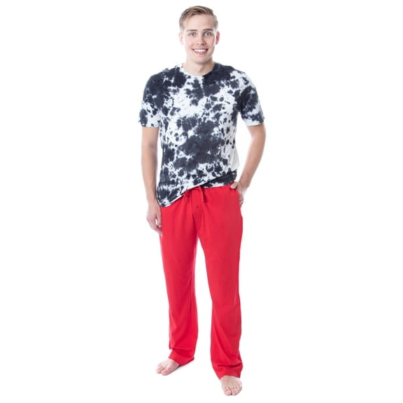 Intimo Men's 2 Piece Pajama Set Cotton/Poly Blend Jersey Knit Lounge Pants With Soft T-Shirt Top