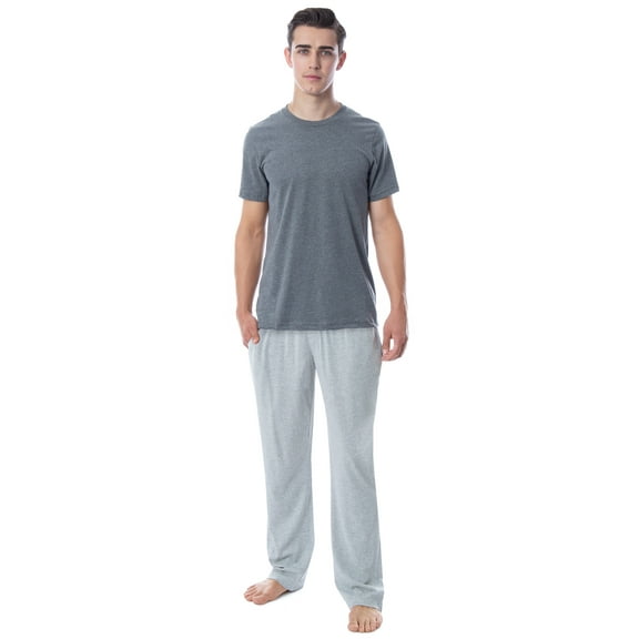 Intimo Men's 2 Piece Pajama Set Cotton/Poly Blend Jersey Knit Lounge Pants With Soft T-Shirt Top