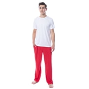 Intimo Mens 2 Piece Pajama Set Cotton/Poly Blend Jersey Knit Lounge Pants With Soft T-Shirt Top