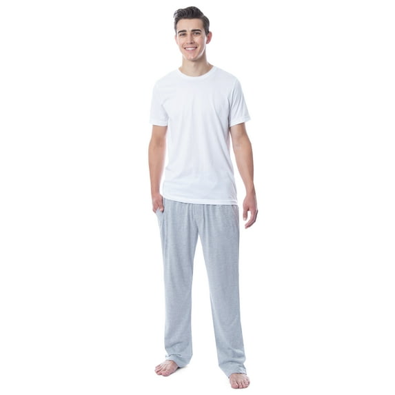 Intimo Men's 2 Piece Pajama Set Cotton/Poly Blend Jersey Knit Lounge Pants With Soft T-Shirt Top