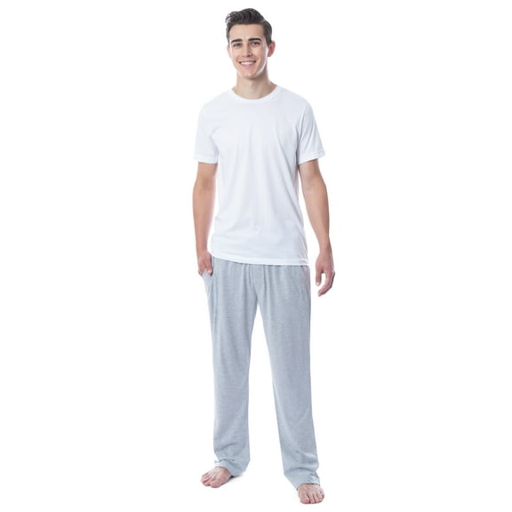 Intimo Men's 2 Piece Pajama Set Cotton/Poly Blend Jersey Knit Lounge Pants With Soft T-Shirt Top