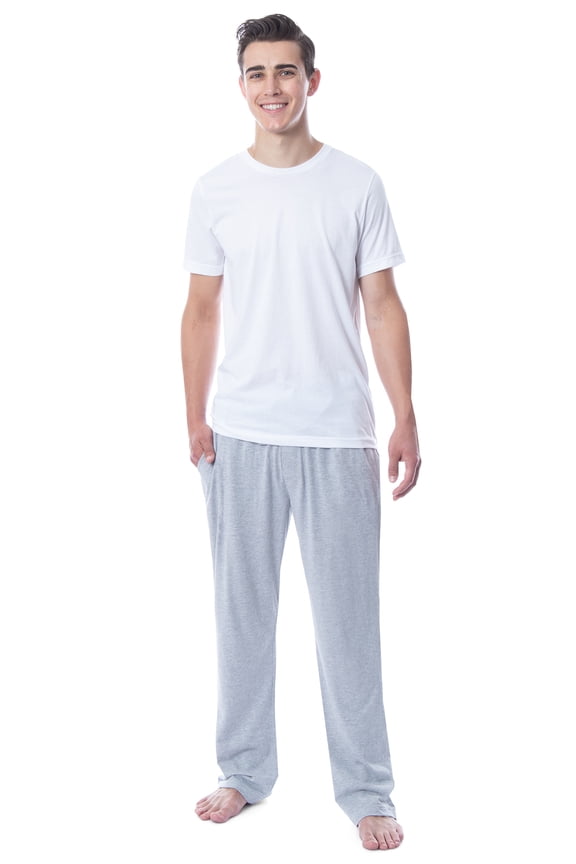 Intimo Men's 2 Piece Pajama Set Cotton/Poly Blend Jersey Knit Lounge Pants With Soft T-Shirt Top