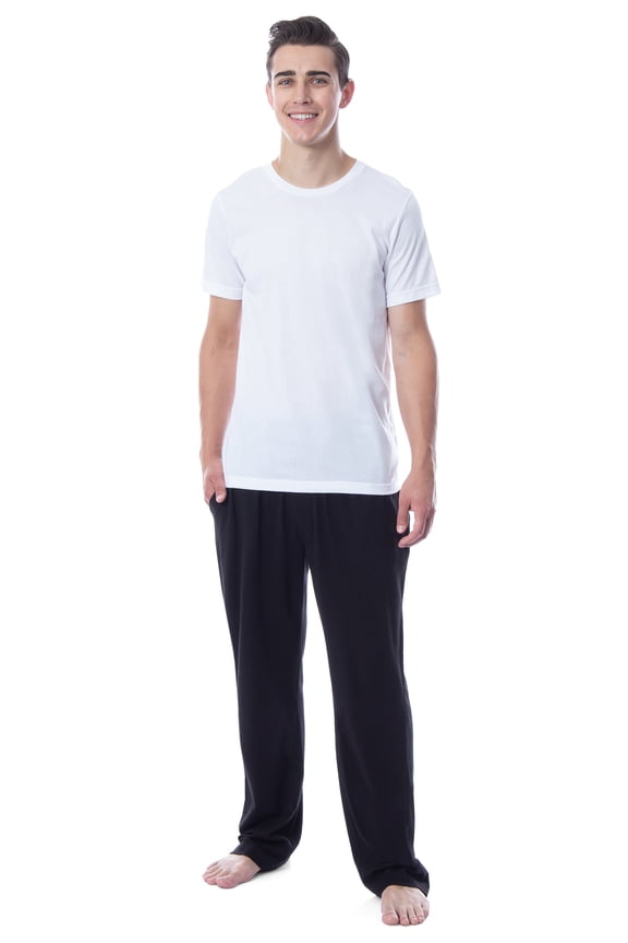 Intimo Men's 2 Piece Pajama Set Cotton/Poly Blend Jersey Knit Lounge Pants With Soft T-Shirt Top