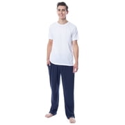 Intimo Men's 2 Piece Pajama Set Cotton/Poly Blend Jersey Knit Lounge Pants With Soft T-Shirt Top
