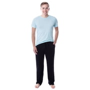 Intimo Men's 2 Piece Pajama Set Cotton/Poly Blend Jersey Knit Lounge Pants With Soft T-Shirt Top