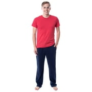 Intimo Men's 2 Piece Pajama Set Cotton/Poly Blend Jersey Knit Lounge Pants With Soft T-Shirt Top