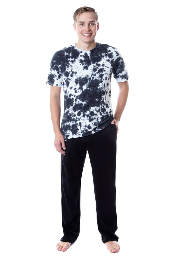 Intimo Men's 2 Piece Pajama Set Cotton/Poly Blend Jersey Knit Lounge Pants With Soft T-Shirt Top