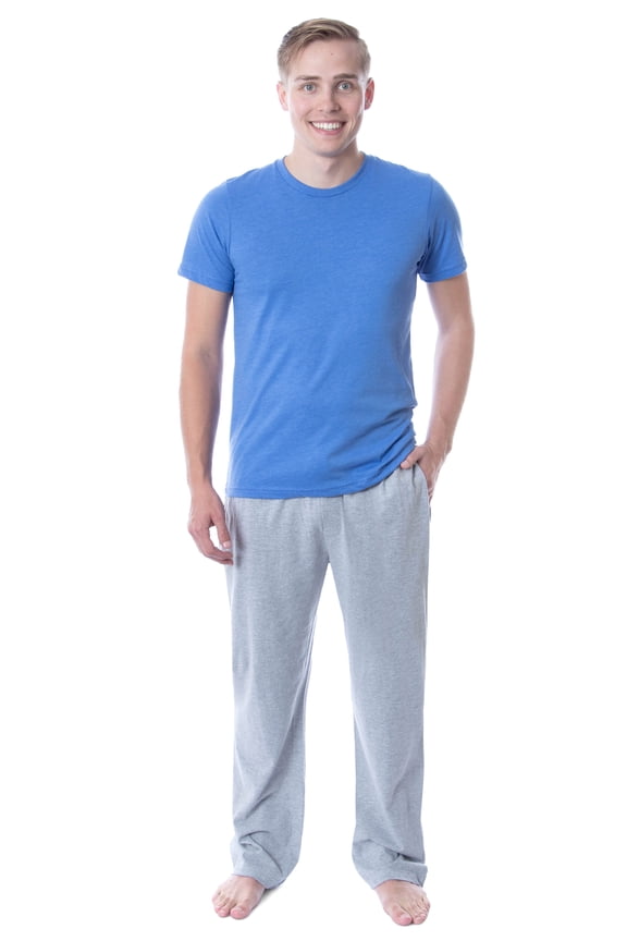 Intimo Men's 2 Piece Pajama Set Cotton/Poly Blend Jersey Knit Lounge Pants With Soft T-Shirt Top
