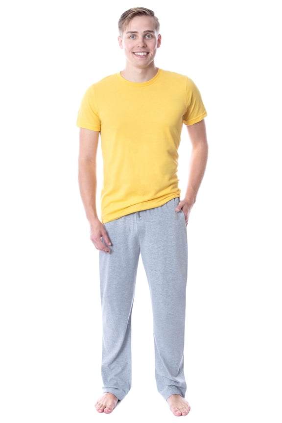 Intimo Men's 2 Piece Pajama Set Cotton/Poly Blend Jersey Knit Lounge Pants With Soft T-Shirt Top