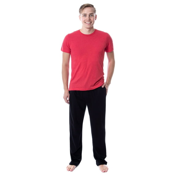 Intimo Men's 2 Piece Pajama Set Cotton/Poly Blend Jersey Knit Lounge Pants With Soft T-Shirt Top