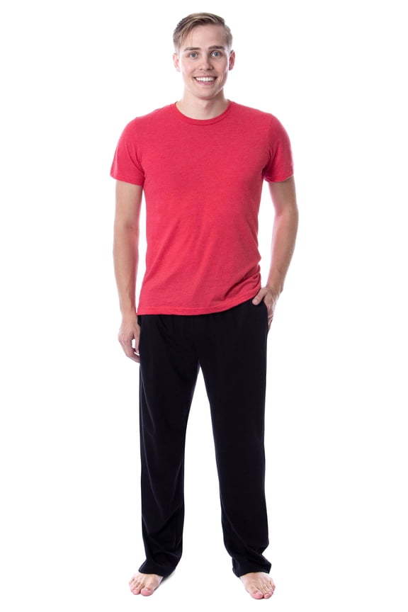 Intimo Men's 2 Piece Pajama Set Cotton/Poly Blend Jersey Knit Lounge Pants With Soft T-Shirt Top