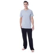 Intimo Men's 2 Piece Pajama Set Cotton/Poly Blend Jersey Knit Lounge Pants With Soft T-Shirt Top