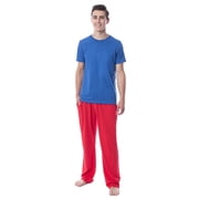 Intimo Men's 2 Piece Pajama Set Cotton/Poly Blend Jersey Knit Lounge Pants With Soft T-Shirt Top