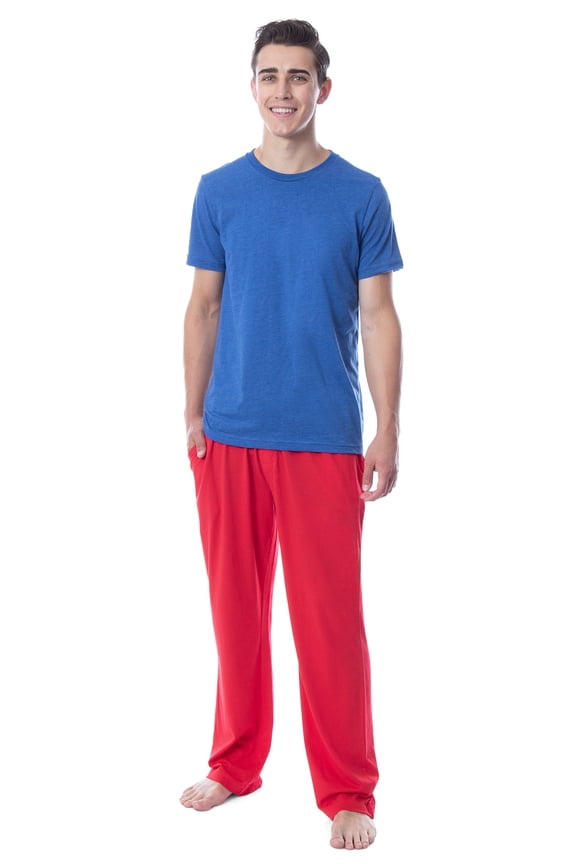 Intimo Men's 2 Piece Pajama Set Cotton/Poly Blend Jersey Knit Lounge Pants With Soft T-Shirt Top