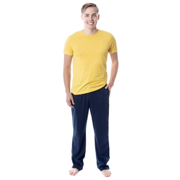 Intimo Men's 2 Piece Pajama Set Cotton/Poly Blend Jersey Knit Lounge Pants With Soft T-Shirt Top