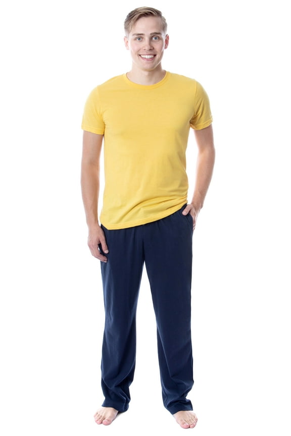 Intimo Men's 2 Piece Pajama Set Cotton/Poly Blend Jersey Knit Lounge Pants With Soft T-Shirt Top