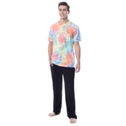 Intimo Men's 2 Piece Pajama Set Cotton/Poly Blend Jersey Knit Lounge Pants With Soft T-Shirt Top