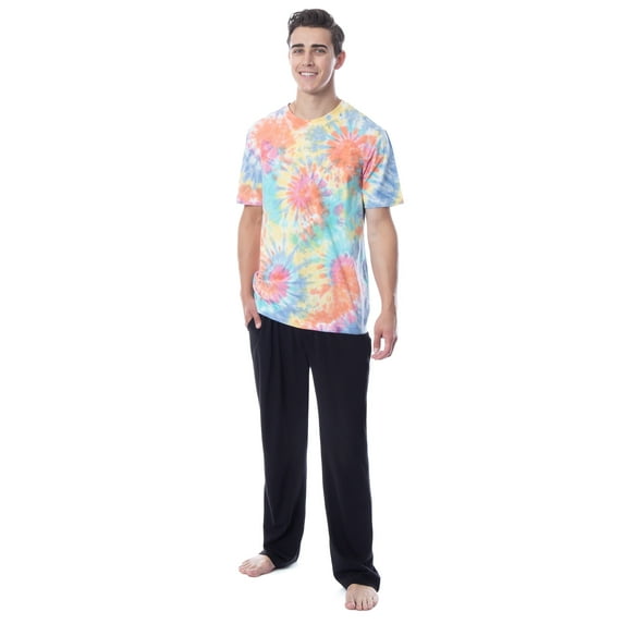Intimo Men's 2 Piece Pajama Set Cotton/Poly Blend Jersey Knit Lounge Pants With Soft T-Shirt Top