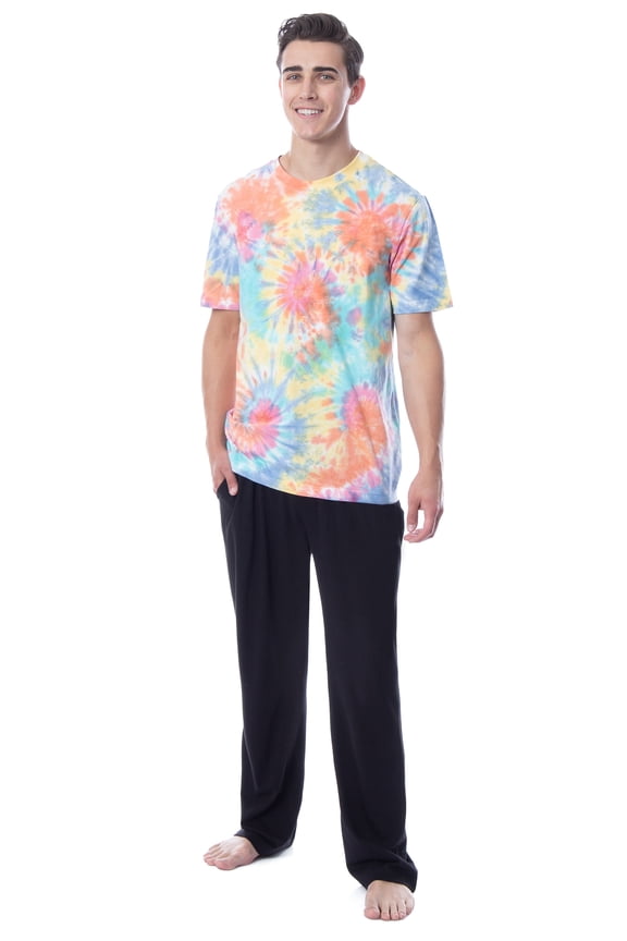 Intimo Men's 2 Piece Pajama Set Cotton/Poly Blend Jersey Knit Lounge Pants With Soft T-Shirt Top