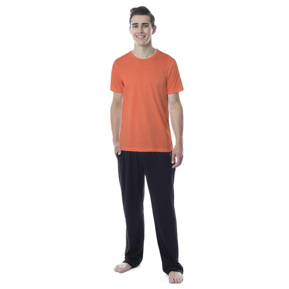Intimo Men's 2 Piece Pajama Set Cotton/Poly Blend Jersey Knit Lounge Pants With Soft T-Shirt Top