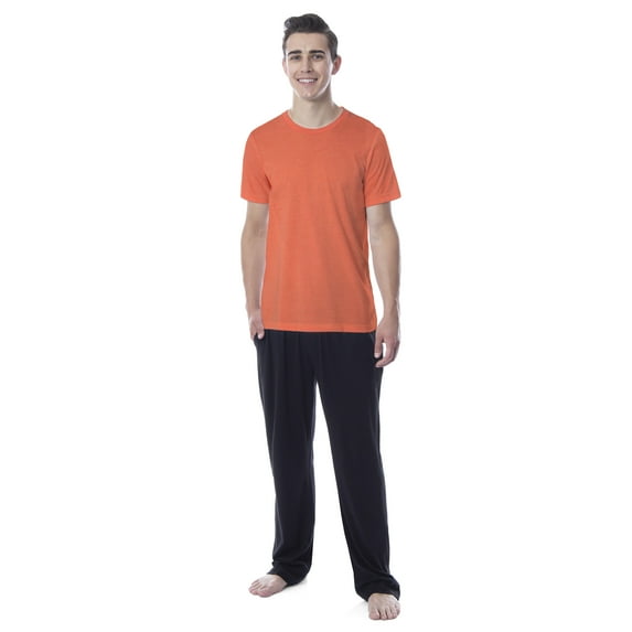 Intimo Men's 2 Piece Pajama Set Cotton/Poly Blend Jersey Knit Lounge Pants With Soft T-Shirt Top