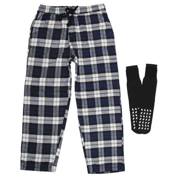 Intimo Men's Flannel Pajama Sleep Lounge Pants with Slipper Socks