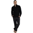 thumbnail image 1 of Intimo Men's Long Sleeve Solid Quarter Zip Microfleece Top and Microfleece Plaid Pant, 1 of 3