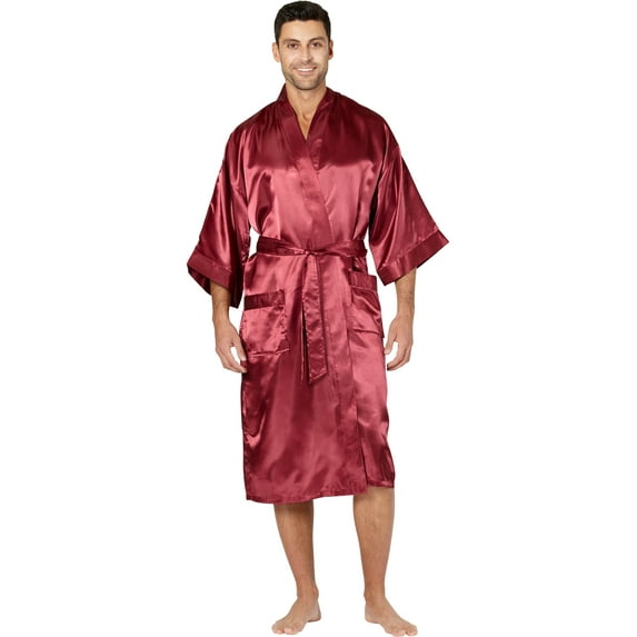 Intimo Mens' Classic Satin Robe Loungewear Sleepwear Bathrobe