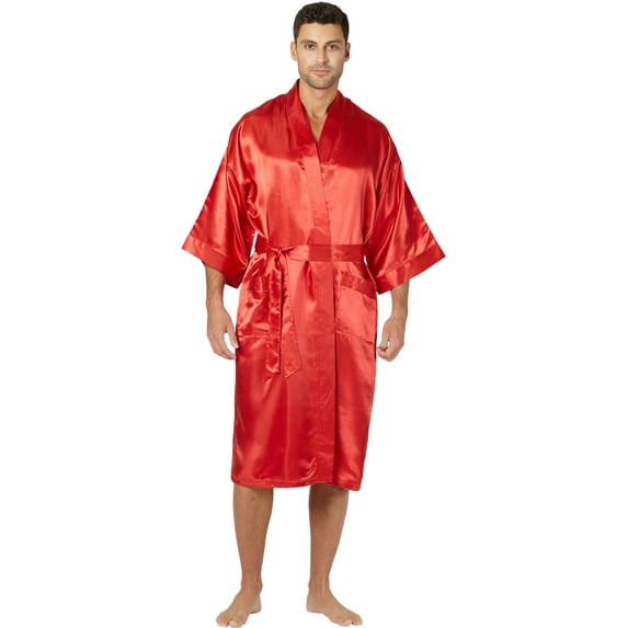 Intimo Mens' Classic Satin Robe Loungewear Sleepwear Bathrobe