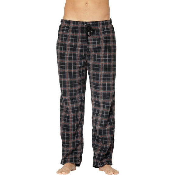 Intimo Mens' Microfleece Plaid Drawstring Waist Lounge Sleep Pajama Pant Sleepwear Loungewear
