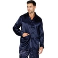 thumbnail image 1 of INTIMO Mens' Poly Charmeuse 2 Pocket Button Front Long-Sleeve Pajama Shirt Sleep Top Lounge, 1 of 4