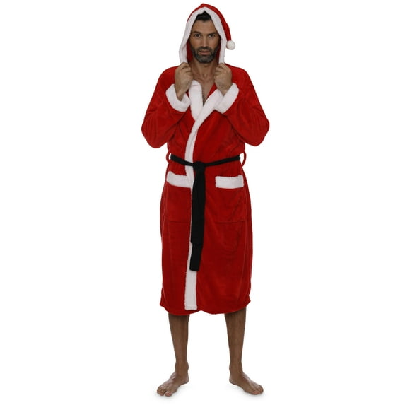 Intimo Mens Red Santa Robe Belted Bathrobe, Men, Size: S/M