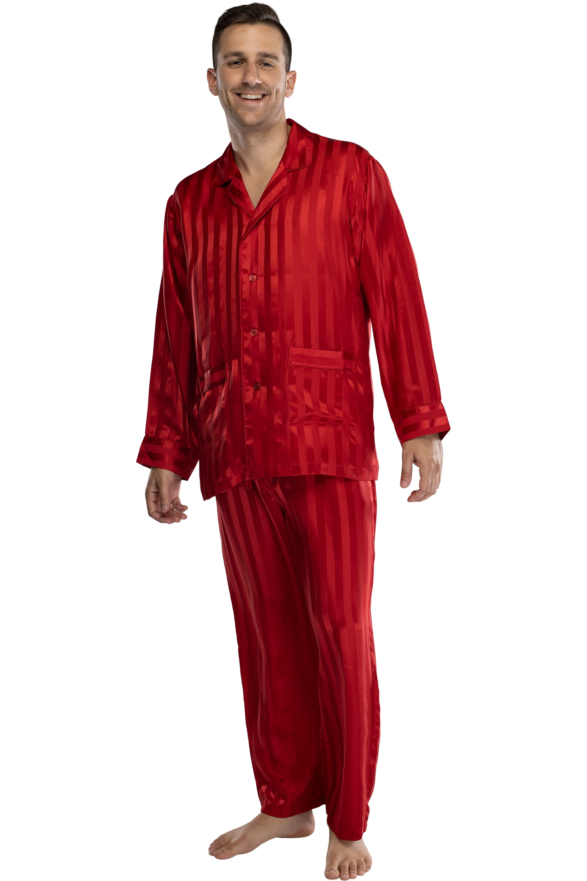 Mens red striped discount pajamas