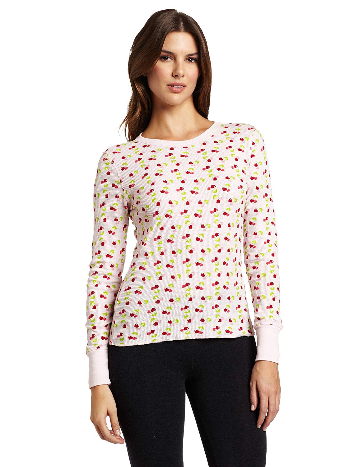 Intimo Women's Thermal Long Sleeve Top, Pink, Medium