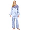 thumbnail image 1 of Intimo Womens' Button Front Charmeuse 2-Piece Long-Sleeve Collared Pajama Pant Set Sleepwear Loungewear, 1 of 5