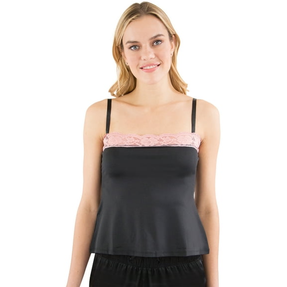 Intimo Womens Microfiber Camisole with Contrast Lace