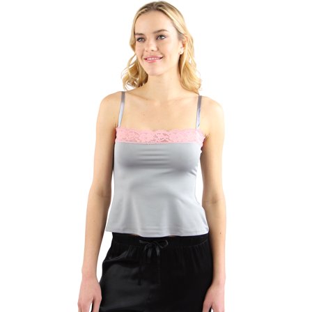 Intimo Womens Microfiber Camisole with Contrast Lace