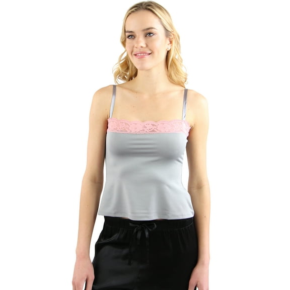 Intimo Womens Microfiber Camisole with Contrast Lace