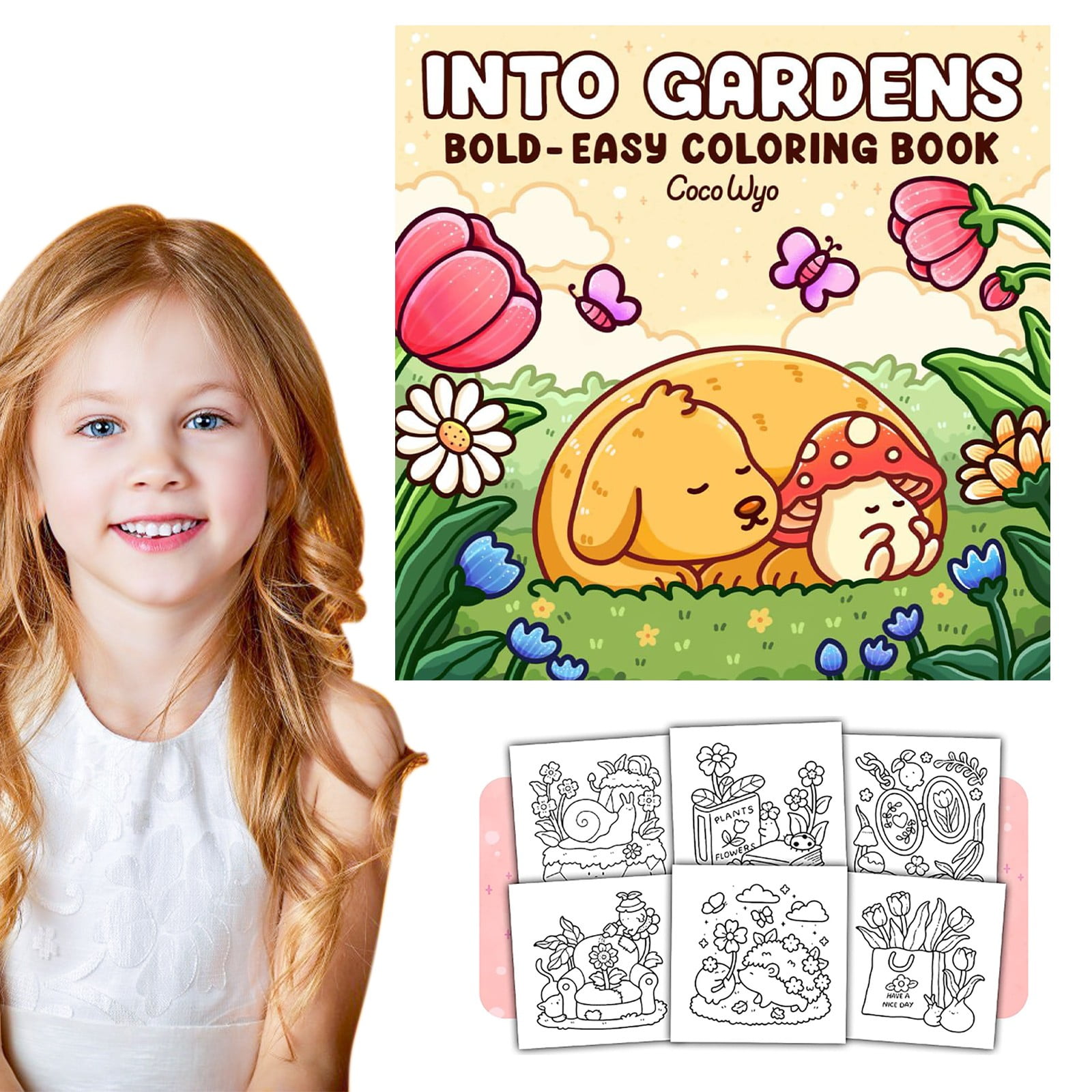 Into Gardens: Coloring Book for Adults and Teens Featuring Cute Cozy ...